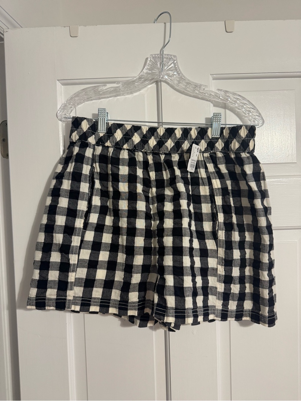 Free People Black & White Gingham High-Waist Shorts